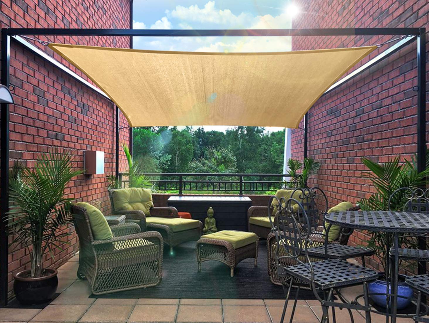 Patio Sun Shade Sail Canopy, 12' X 20' Rectangle Shade Cloth Uv Block Sunshade Sail - Outdoor Cover Awning Shelter For Pergola B