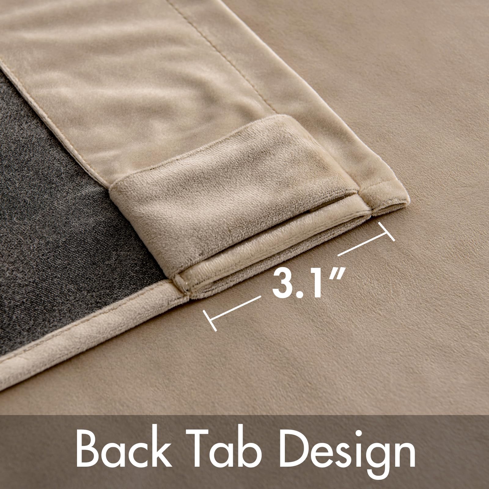 Miulee Velvet Curtains 2 Panels Luxury Blackout Curtains For Bedroom Living Room Thermal Insulated Super Soft Window Drapes Rod Pocket & Back Tab, Camel Beige, W52 X L72 Inches