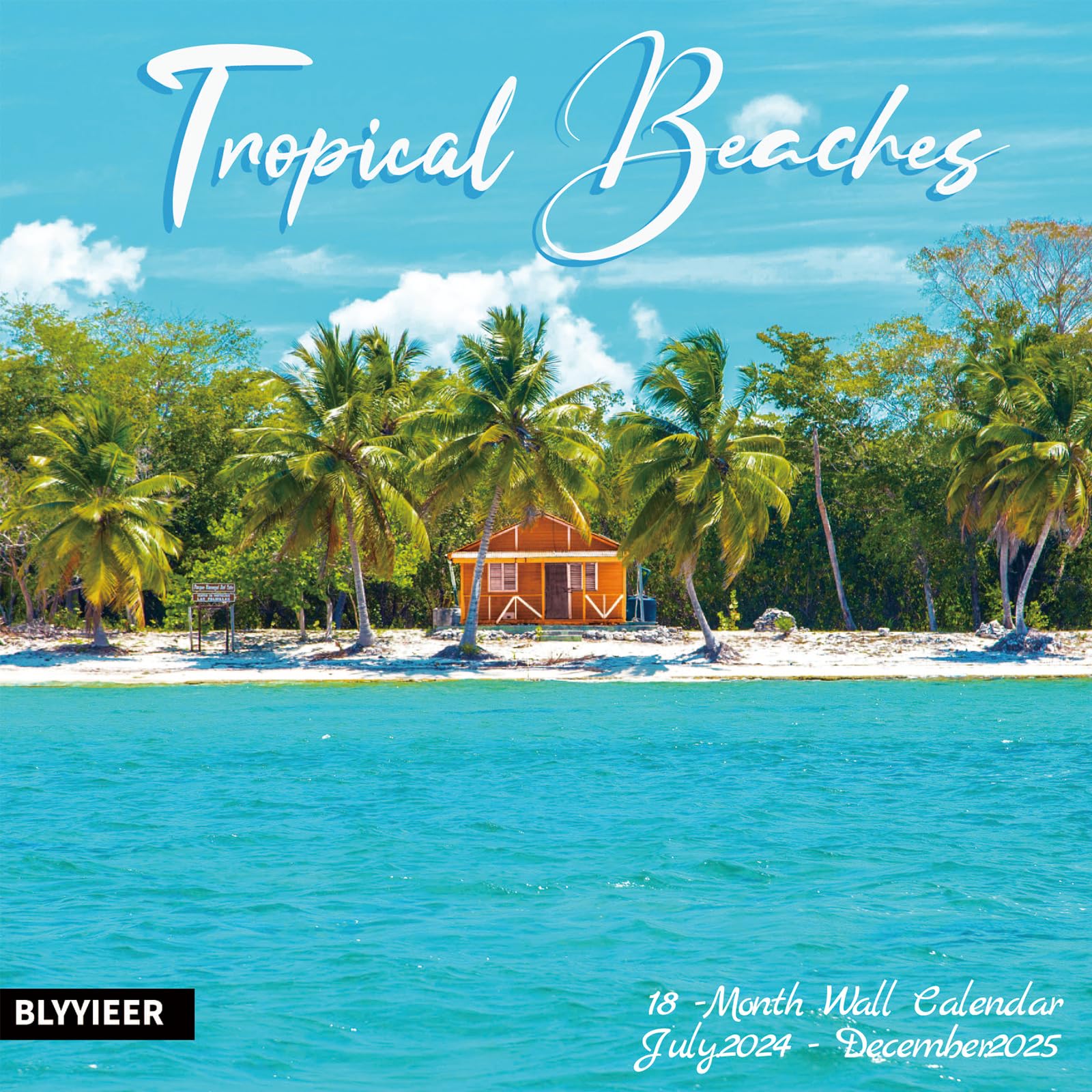2025 Wall Calendar Tropical Beaches, Hangable Tropic Beach Calendars, Jul.2024 - Dec.2025, 12' X 24' Opened, Thick Glossy Pape