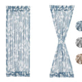 Treatmentex Side Light French Door Curtains 72 Long Blue White Leaf Window Curtains for Glass Door Linen Texture Privacy Front B