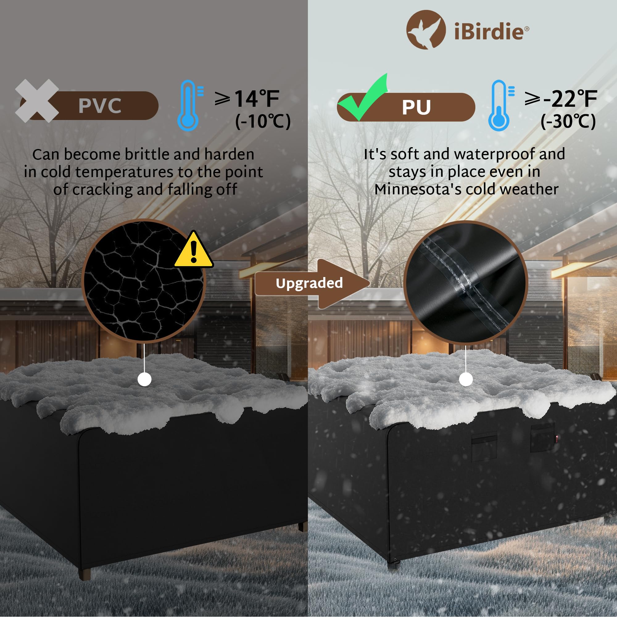 Ibirdie Outdoor Patio Furniture Set Covers 54 X 54 Inch Fit 4 X 4 Ft, 54, 50 Inch Wide, Waterproof Weatherproof Square Cover, Heavy Duty 600D For Outside Dining Table And Chairs