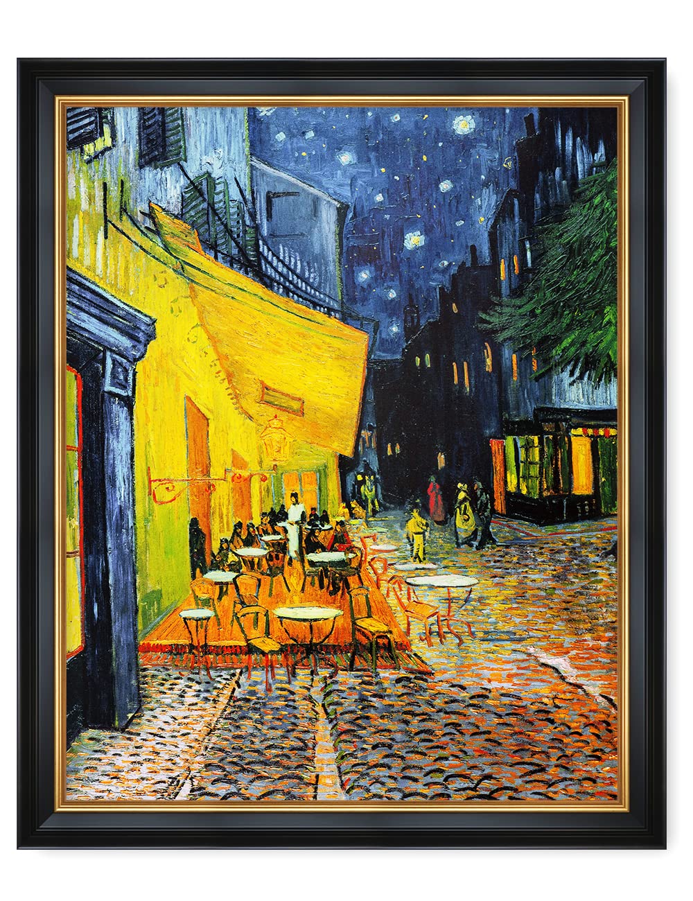 DECORARTS - Cafe Terrace At Night by Vincent Van Gogh. Giclee Print Art Reproduction with matching Solid Wood Frame in Classical