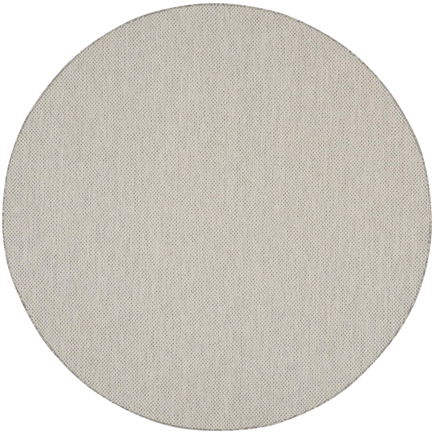 Nourison Courtyard Indoor/Outdoor Ivory/Silver 8' X Round Area Rug, Easy Cleaning, Non Shedding, Bed Room, Living Room, Dining R