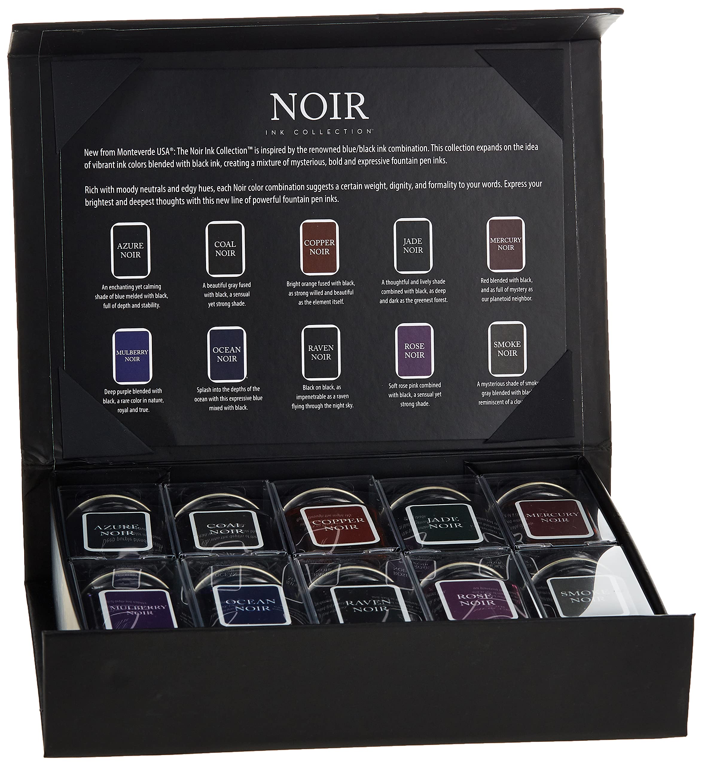 Monteverde Noir Ink Collection Gift Set Fountain Pen Ink Bottles (Mv12374)