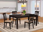 East West Furniture LYAN5-CAP-C Lynfield 5 Piece Modern Set Includes a Rectangle Wooden Table with Butterfly Leaf and 4 Linen Fabric Dining Room Chairs, 36x66 Inch, Cappuccino