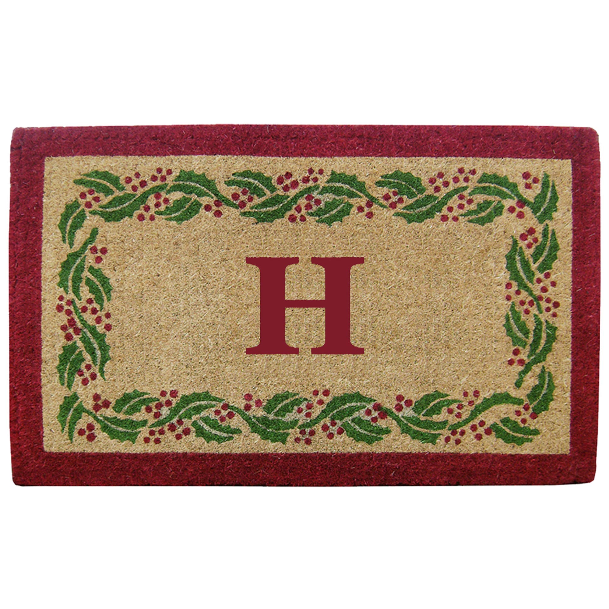 Nedia Home O2252H Heavy Duty Coco Mat Holly Ivy, Monogram H - 22' x 36'