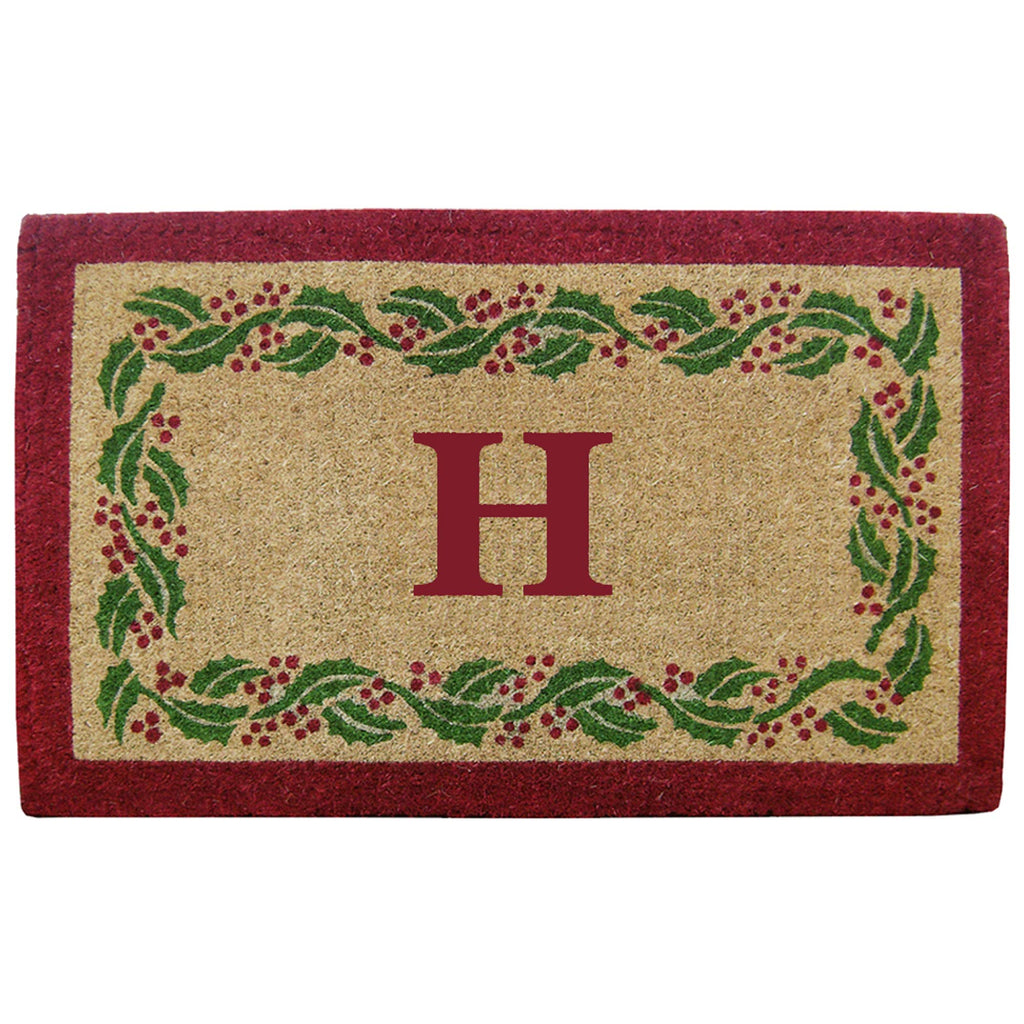 Nedia Home O2252H Heavy Duty Coco Mat Holly Ivy, Monogram H - 22' x 36'