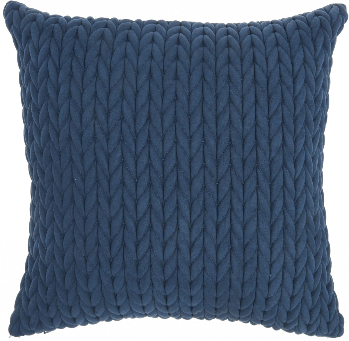 HomeRoots 100% Polyester Blue Chunky Braid Throw Pillow