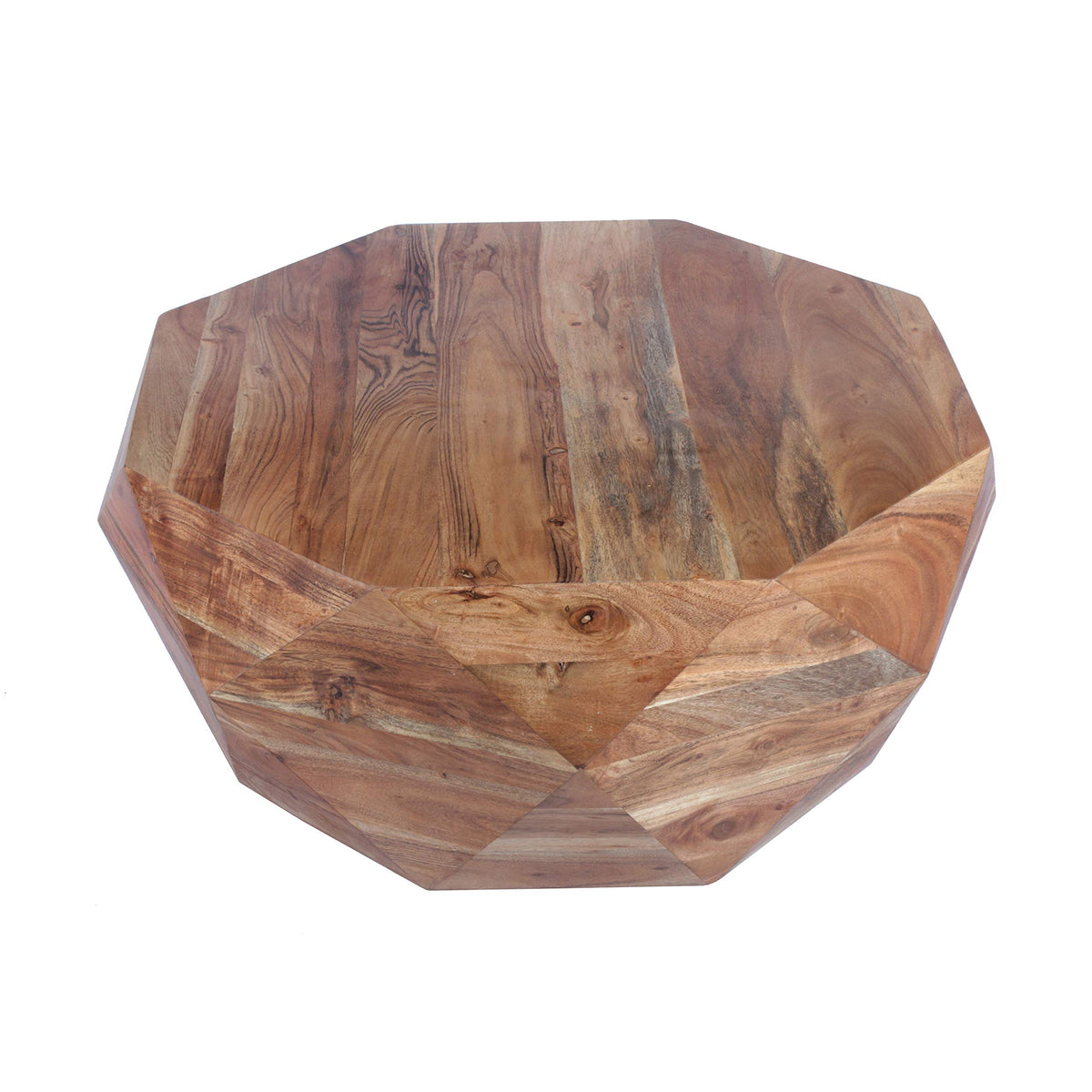 The Urban Port 33-Inch Diamond Shape Acacia Wood Coffee Table with Smooth Top, Natural Brown