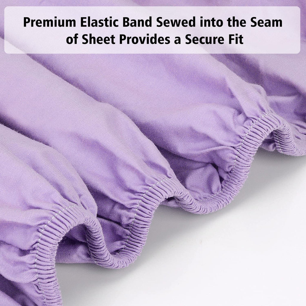 Lirex Fitted Sheet, Full Size 100% Cotton 300 Thread Count Soft Breathable Fitted Sheet, Light Purple