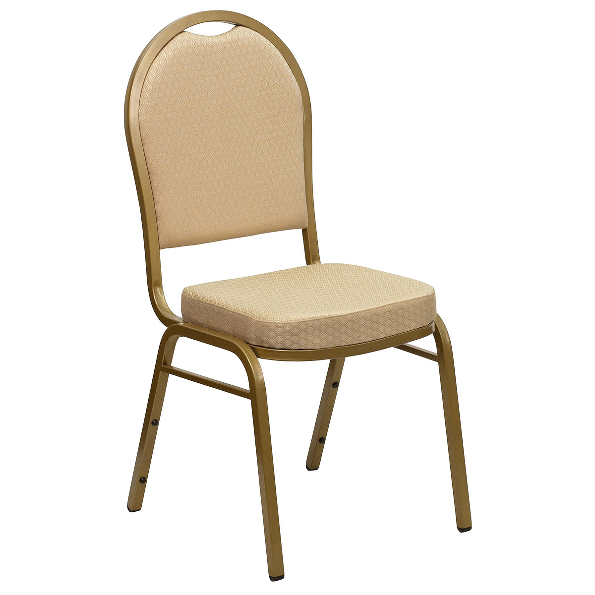 Flash Furniture 03AGH20124E Series Dome Back Stacking Chair, Patterned Beige, 2.5 Seat, Gold,