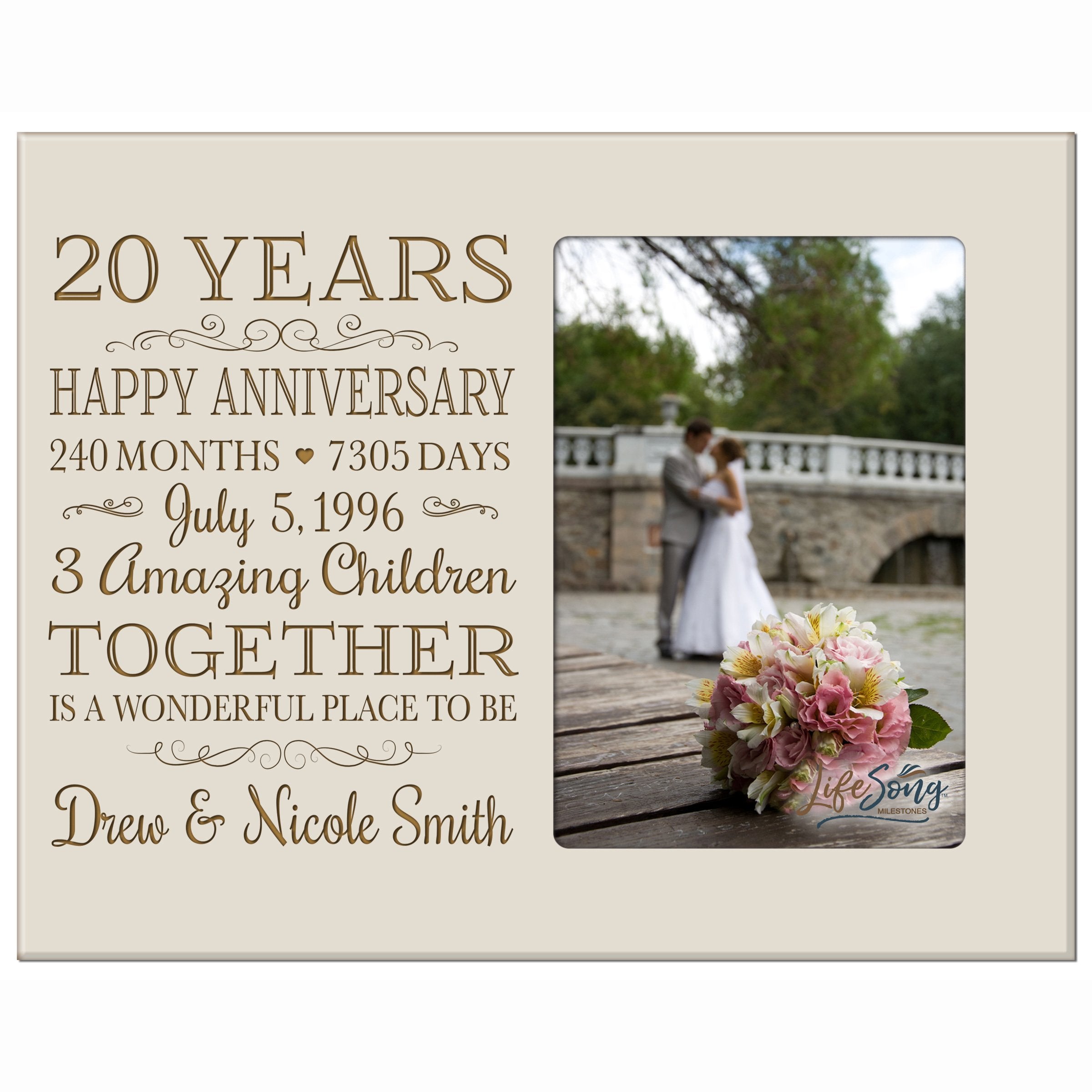 LifeSong Milestones Personalized Twenty Year for her him Couple Custom Engraved Wedding Gift for Husband Wife Girlfriend Boyfrie