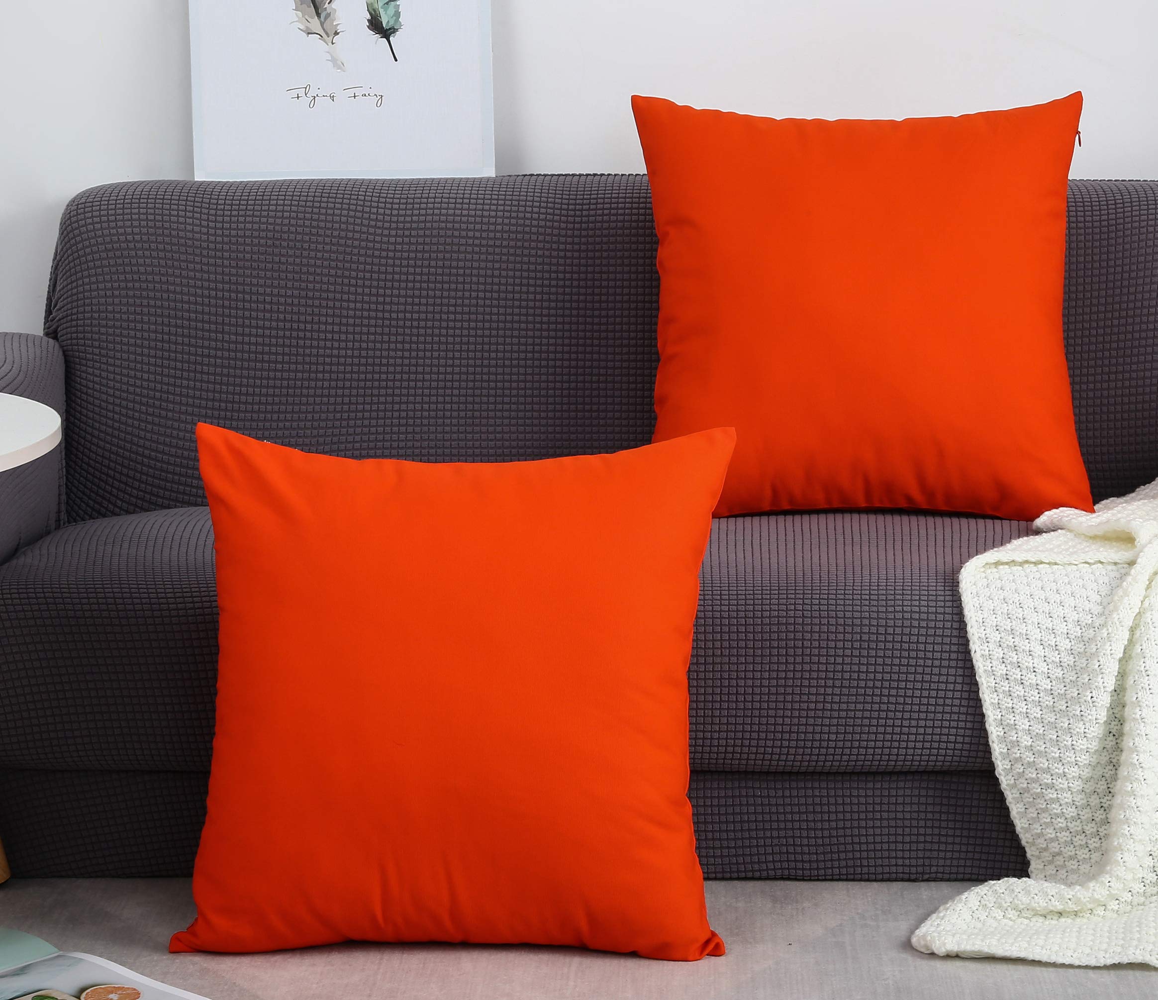 Tangdepot Handmade Decorative Solid 100% Cotton Canvas Throw Pillow Covers/Pillow Shams, (28' X28' , Deep Orange, 1 Count (Pac