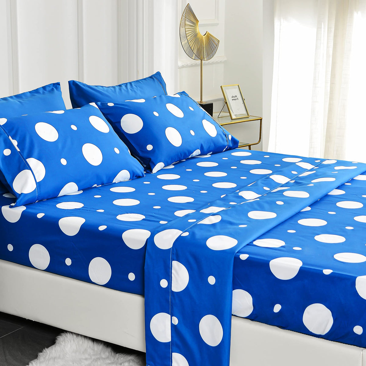 American Home Collection 4 Piece Print Bedding Sheets & Pillowcases Set Brushed Microfiber Wrinkle Free 14 Inches Deep Pocket Pa