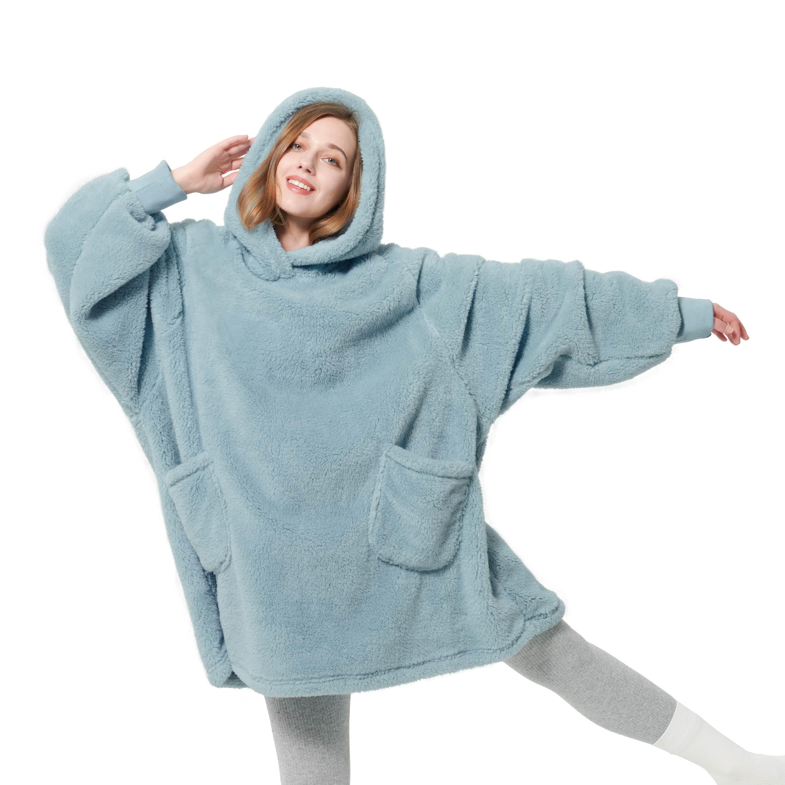 Bedsure Wearable Blanket Hoodie Gifts For Women - Cozy Sherpa Hoodie Blanket For Adult Men, Warm Hooded Blanket Sweatshirt, Ligh