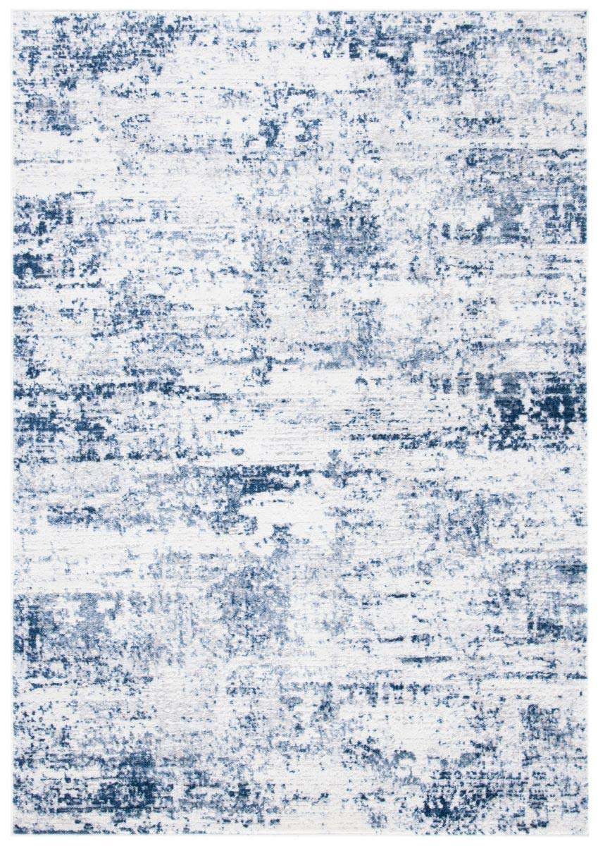 SAFAVIEH Amelia Collection Accent Rug - 22 x 4, Ivory & Navy, Modern Abstract Design, Non-Shedding & Easy Care, Ideal for High