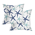Baonews Sky Blue Nautical Starfish Throw Pillow Covers,Beachy Coastal White Navy Sea Star Cushion Cover Digital Blended Hidden Z