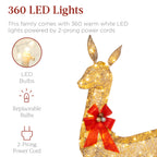 Best Choice Products Gold Lighted Christmas Deer Family Set 5Ft Outdoor Yard Decoration with 360 LED Lights