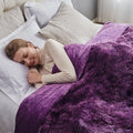 Gonaap Fuzzy Faux Fur Throw Blanket Queen Size Tie-Dye Violet Purple Super Soft Cozy Plush Fuzzy Shaggy Blanket For Couch Sofa B