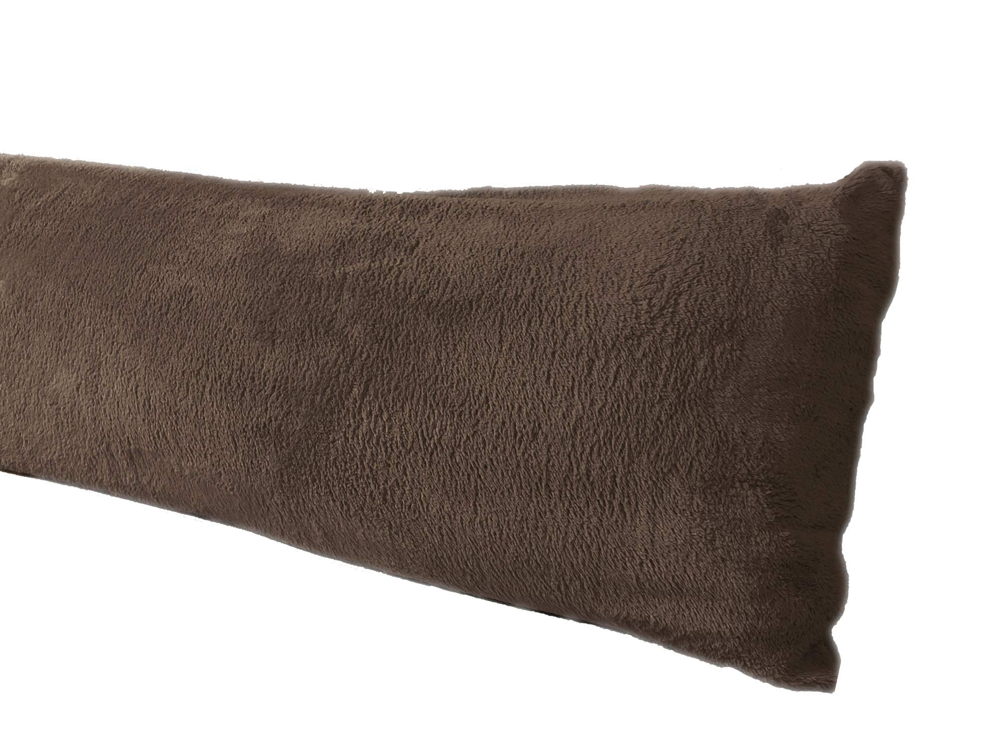 Extra Soft Body Pillow Cover, Sherpa/Microplush Material, 20X54 Inches, Zipper Closure (Coffee)