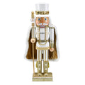 Ornativity Christmas Gold King Nutcracker - Gold and White Glittered Wooden Nutcracker Man with Gold and White Fur Cape and Staf
