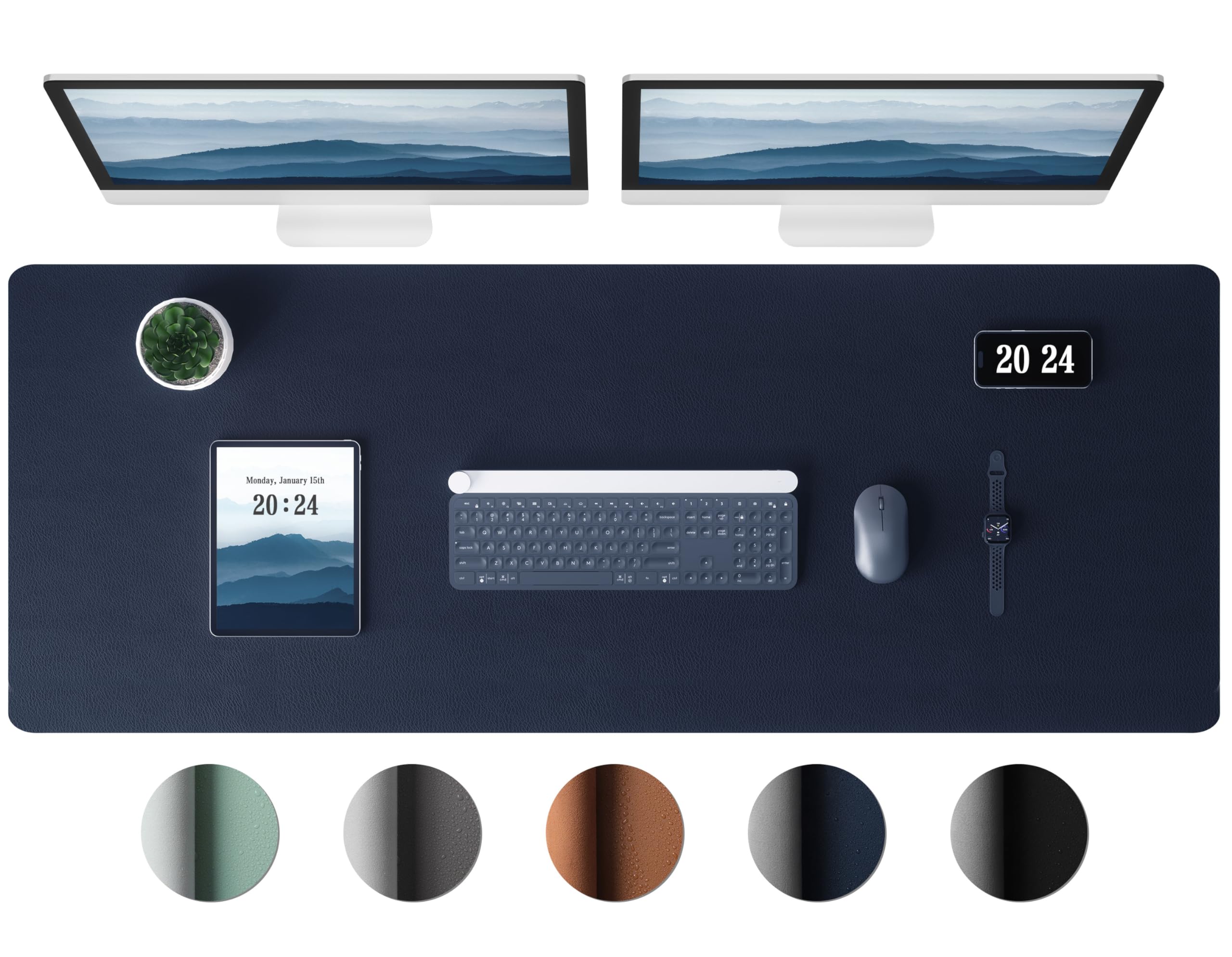 Aothia Leather Desk Pad Protector - Large Mouse Pad, Office Desk Mat, Non-Slip Pu Leather Desk Blotter, Laptop Desk Pad, Waterpr