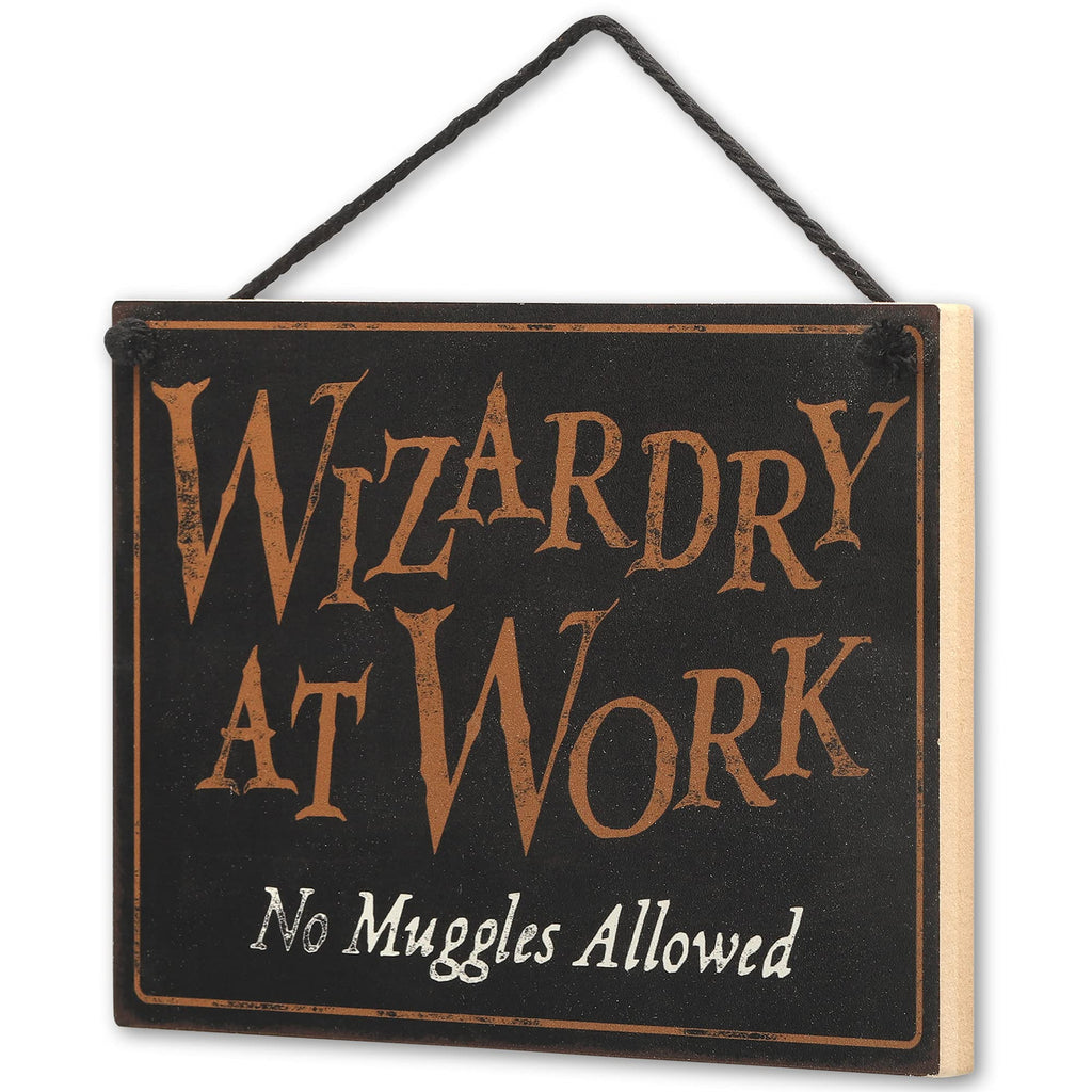 Open Road Brands Harry Potter Wall Decor - Double Sided, Small, Black/Cream - Wizards Welcome, Muggles Tolerated, Wizardry at Work