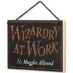 Open Road Brands Harry Potter Wall Decor - Double Sided, Small, Black/Cream - Wizards Welcome, Muggles Tolerated, Wizardry at Work