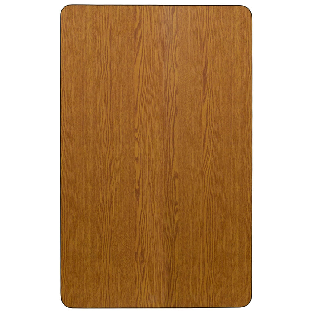 Flash Furniture Wren 36''W x 72''L Rectangular Oak Thermal Laminate Activity Table - Height Adjustable Short Legs