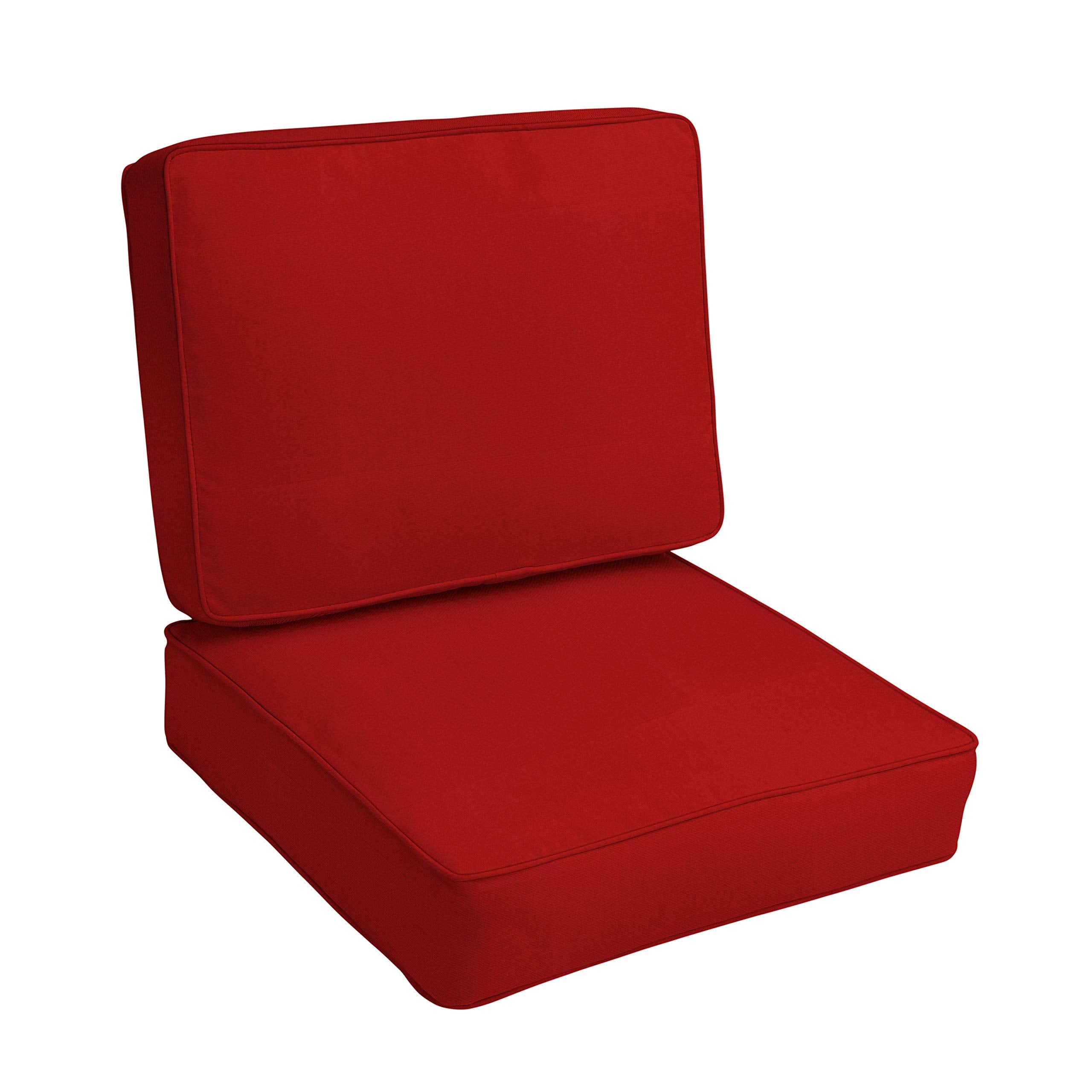 Sorra Home Sunbrella Canvas Jockey Red Outdoor Seat And Back Cushion Set, 2 Count (Pack Of 1)