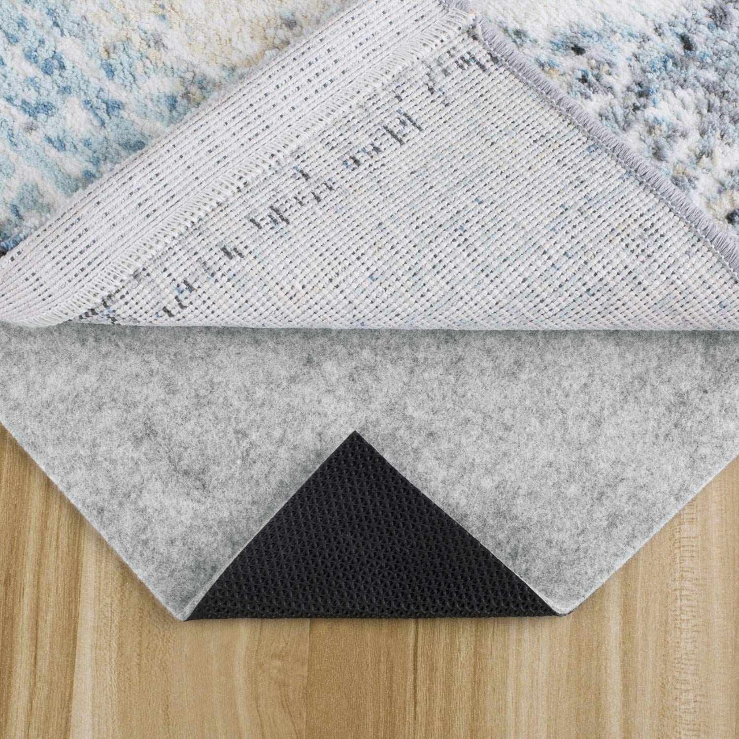 Non Slip Rug Pad 5x8 Feet, 4/25 Thick Felt Cushioned Rubber Rug Gripper Pad for Hardwood, Laminate, Stone, Tile, Wood, Vinyl Flo