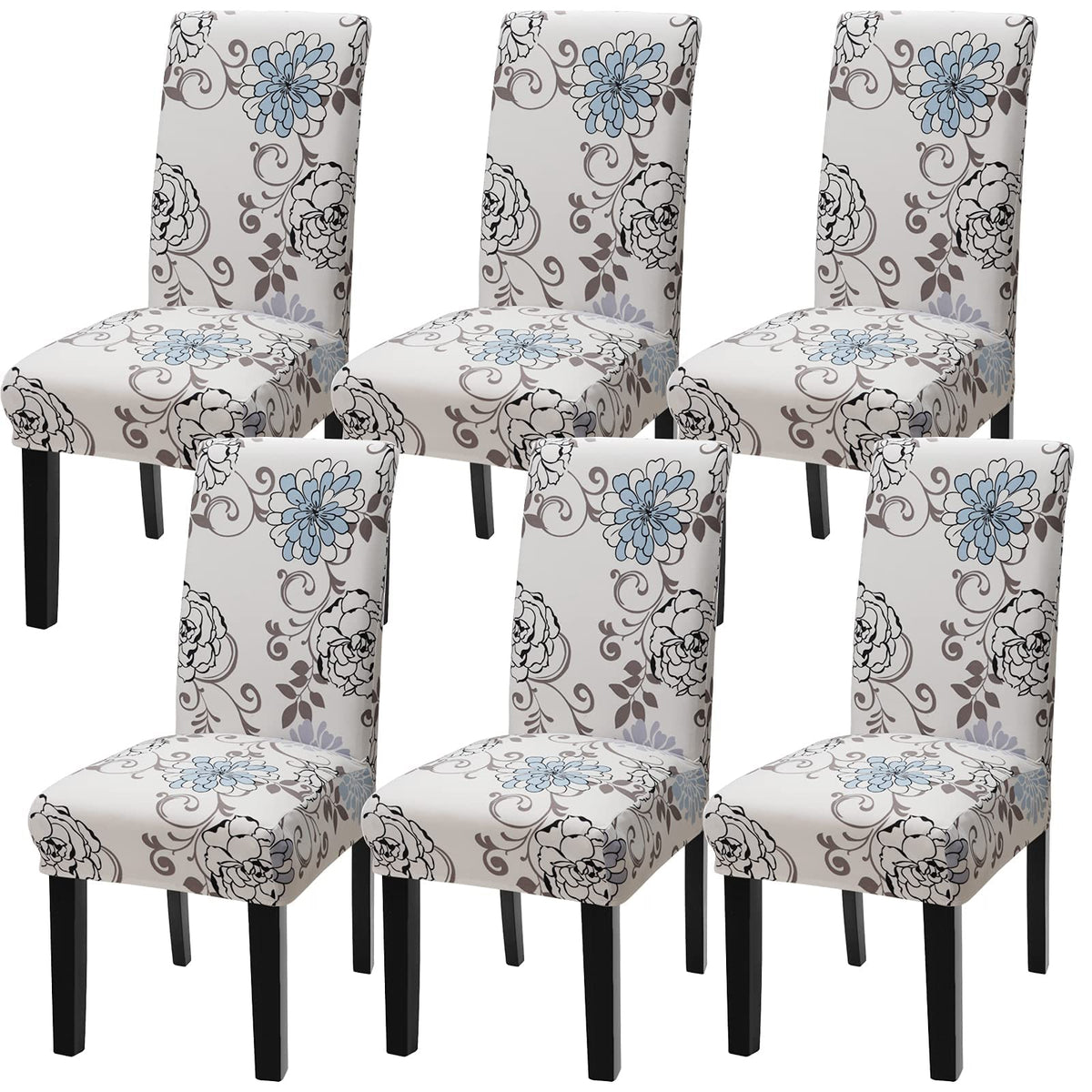 Fuloon 6 Pack Super Fit Stretch Removable Washable Short Dining Chair Protector Cover Seat Slipcover For Hotel, Dining Room, Ceremony, Banquet Wedding Party
