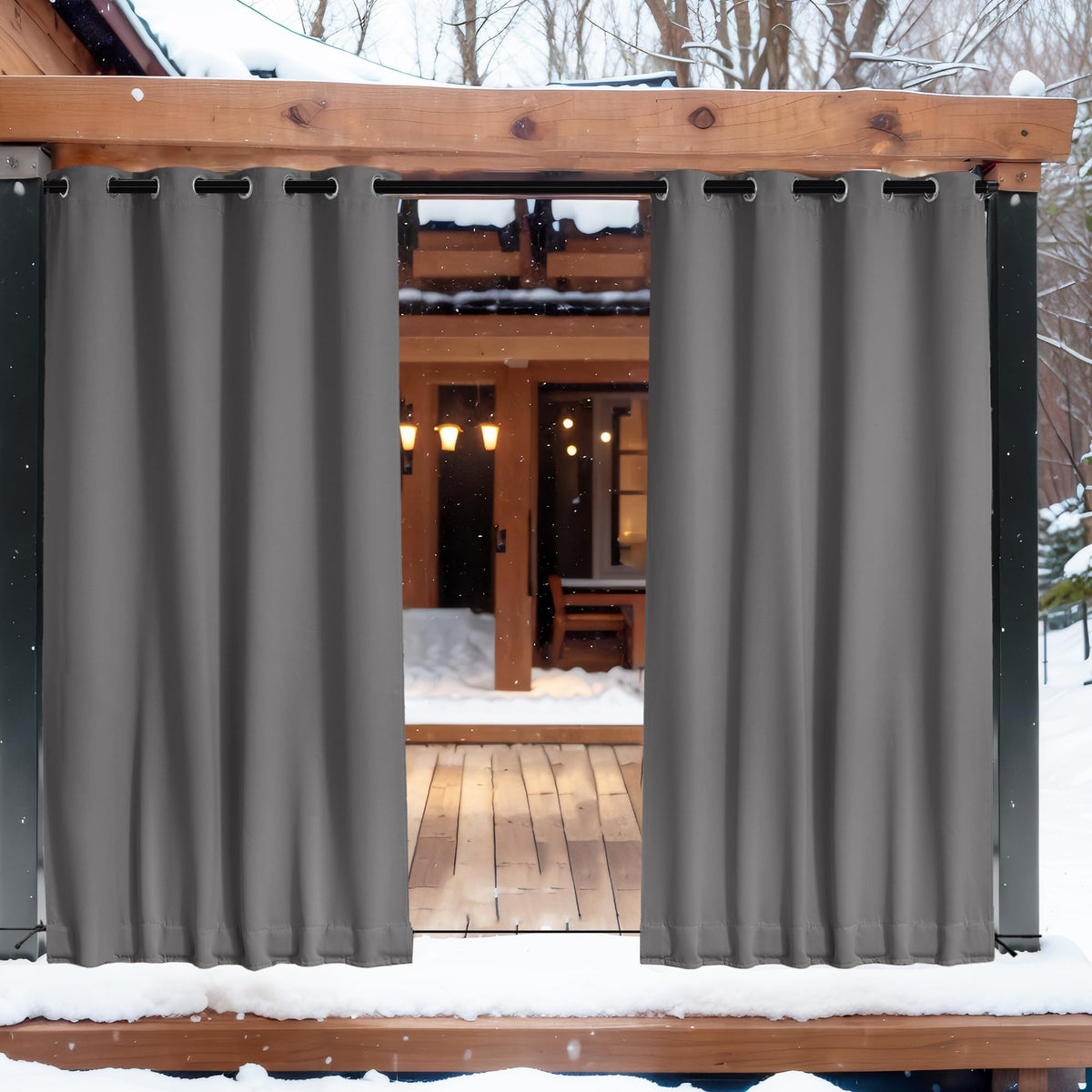 Nicetown 2 Panels Blackout Weighted Outdoor Curtains For Patio Waterproof, Grommet & Back Tab On Top & Bottom Keep Privacy Light