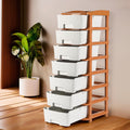 Kuber Industries 7Layer & 57 Ltr Plastic Drawer Storage Organiser | Modular Kitchen & Toy Organizer For Kids Room | Brown & Whi