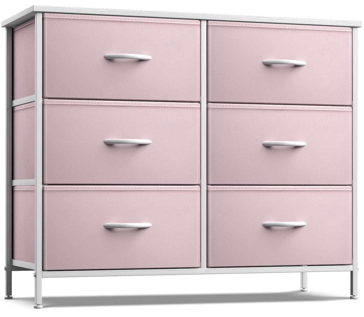 Sorbus Dresser With 6 Drawers - Furniture Storage Tower Unit For Bedroom, Hallway, Closet, Office Organization - Steel Frame, Wood Top, Easy Pull Fabric Bins (6-Drawer, Pastel Pink)