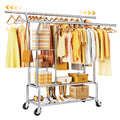 BEVAURORA Heavy Duty Clothes Rack with Wheels for Hanging Clothing