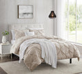 Nestl Twin Duvet Cover Set Pintuck - Double Brushed Linen Duvet Cover Twin 2 Piece With Button Closure, 1 Pinch Pleated Twin Siz