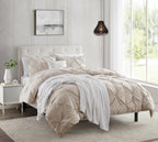Nestl Twin Duvet Cover Set Pintuck - Double Brushed Linen Duvet Cover Twin 2 Piece With Button Closure, 1 Pinch Pleated Twin Siz