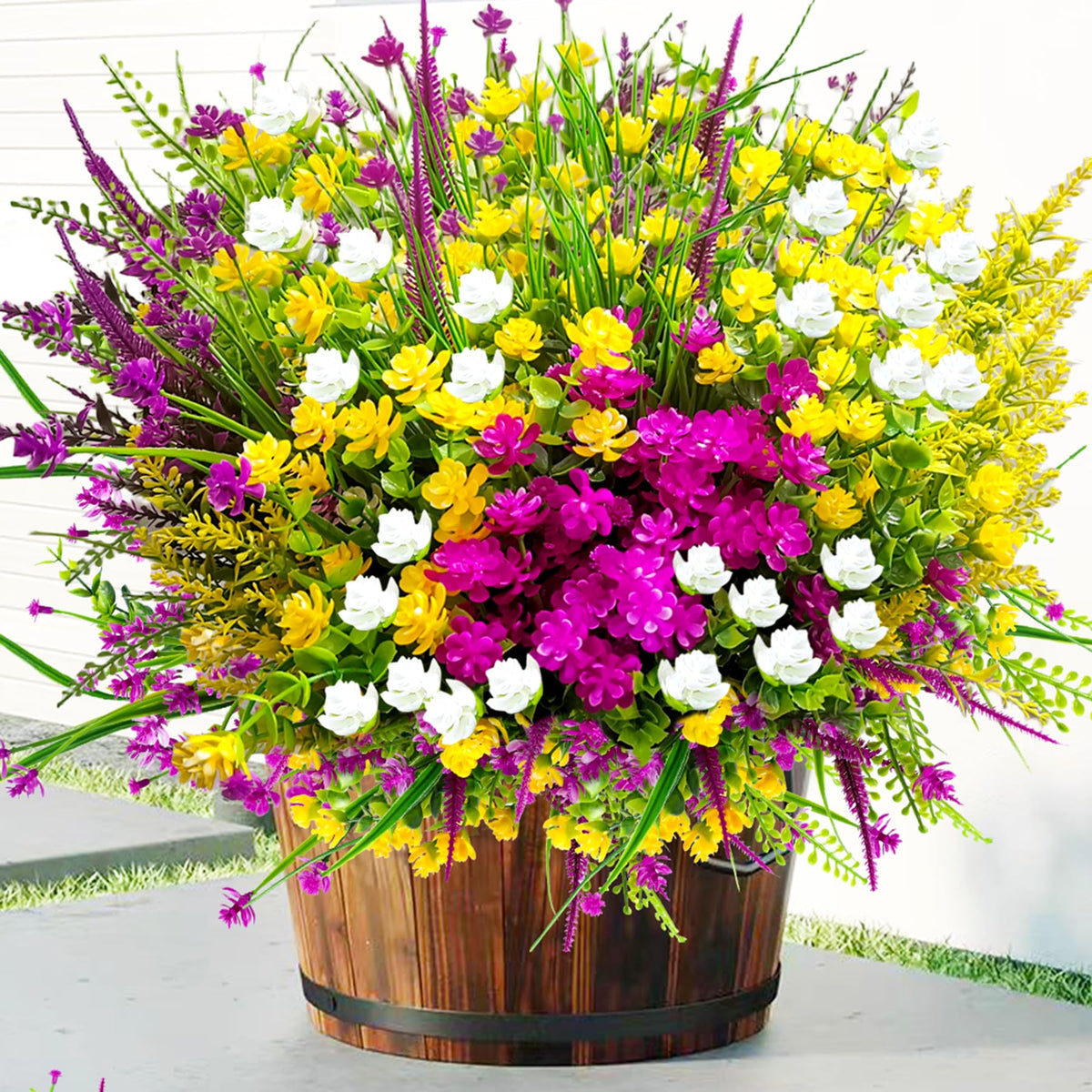 TSTWETO 20 PCS Artificial Flowers for Outdoors, Artificial Plants Outdoor Fake Flowers UV Resistant, Outdoor Fake Plants Plastic