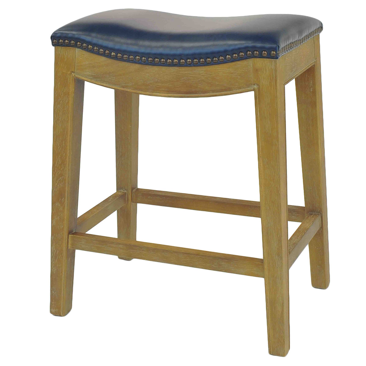 New Pacific Direct Elmo Bonded Leather Counter Stool, Vintage Blue