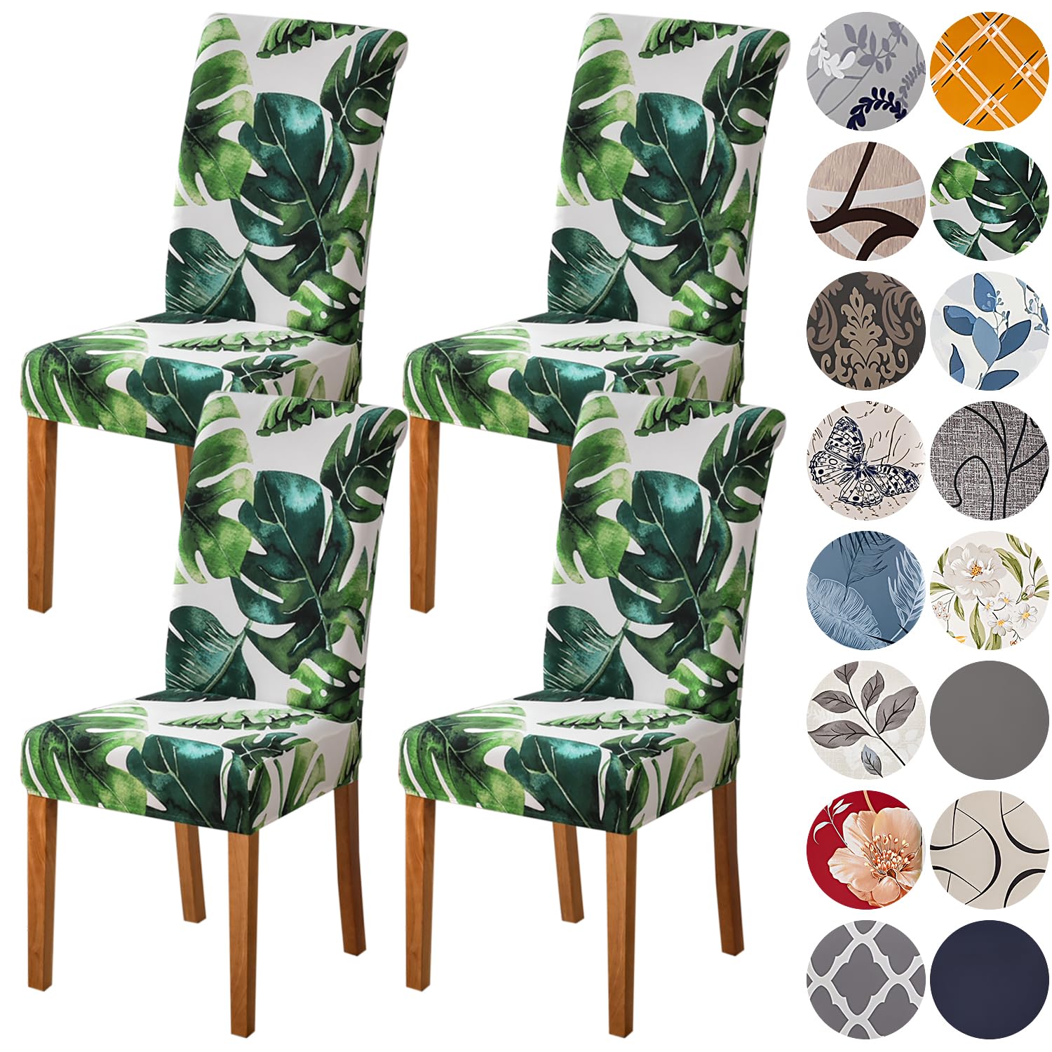 HZDHCLH Chair Covers for Dining Room Set of 4,Stretch Spandex Green Parsons Chair Slipcover 4 Pack,Washable Anti-dust Chair Seat