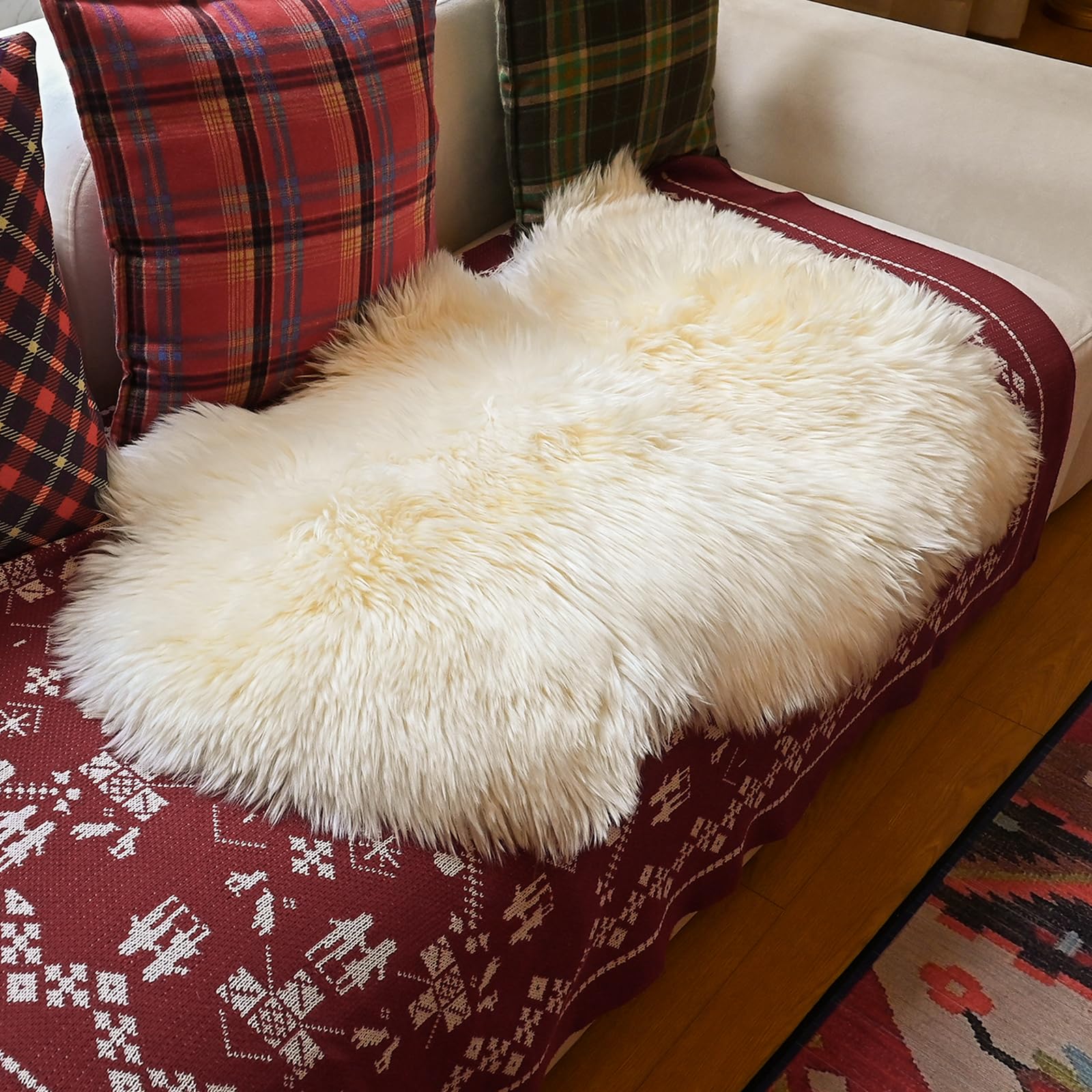 Aegis cover(TM Genuine Real Australian Single Pelt Large Sheepskin Rug(Real 2 ft+ x 3.5 ft)