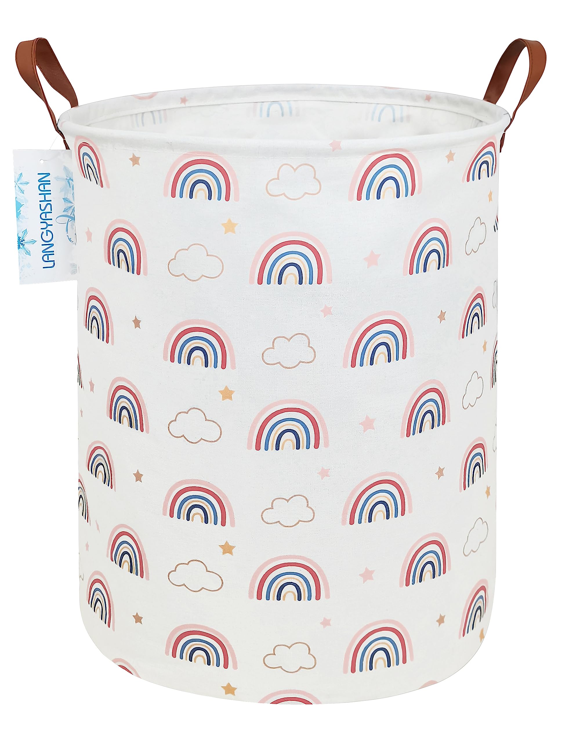 LANGYASHAN Laundry Basket Canvas Fabric Collapsible Organizer Basket for Storage Bin Toy Bins Gift Baskets Bedroom Clothes Child