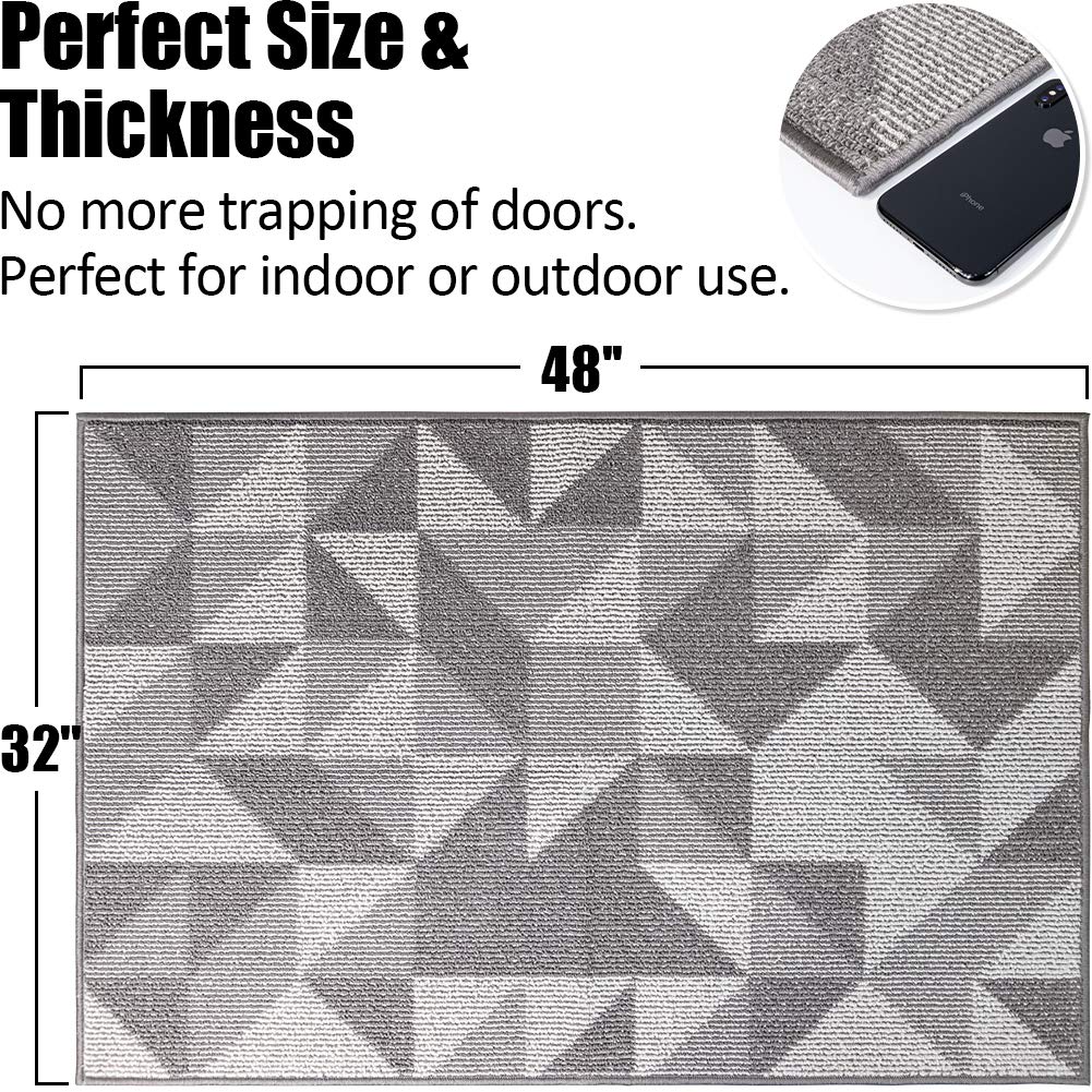 Indoor Doormat 32''X 48'', Absorbent Front Back Door Mat Floor Mats, Rubber Backing Non Slip Door Mats Inside Mud Dirt Trapper E