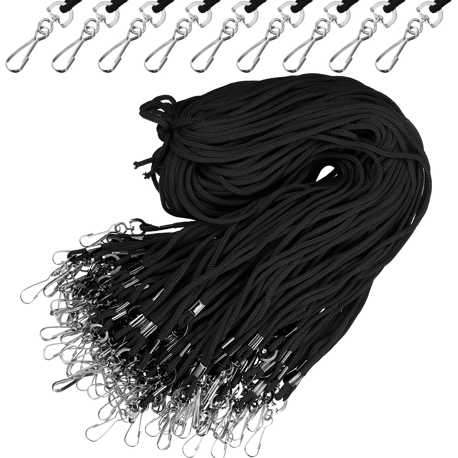 150 Pcs Lanyards For Id Badges Safety Badge Lanyard Thin Lanyards Neck Strap With Swivel Hook Student Business Card Lanyards (Bl