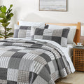 Hiaruo Quilt Set King Size, 3 Pieces Bedspread Coverlet Plaid Patchwork Quilt Farmhouse King Size Comforter Set Lightweight Bedd