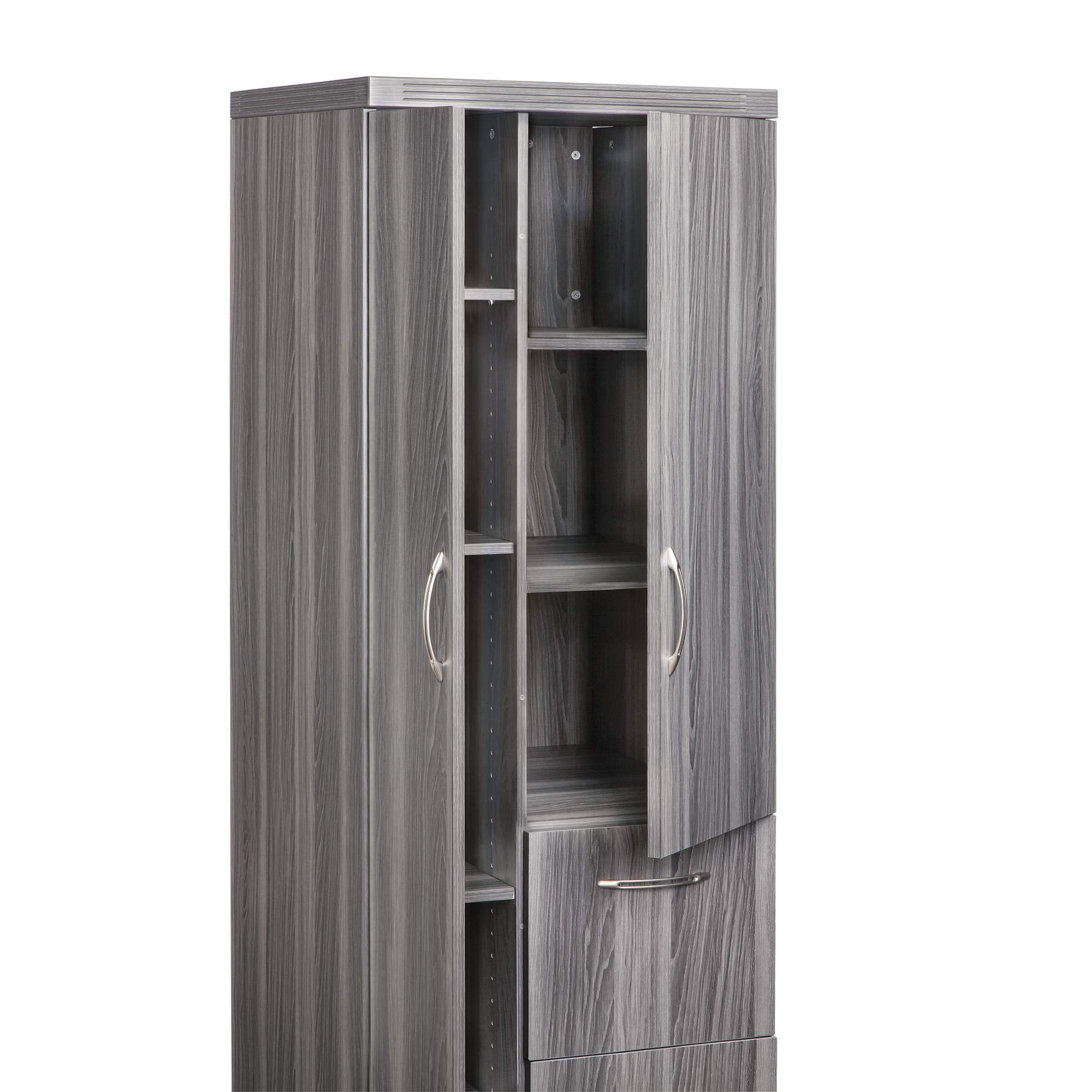 Safco Mayline APSTLGS Aberdeen Personal Storage Tower with 2 Doors and 2 Drawers, Gray Steel Tf