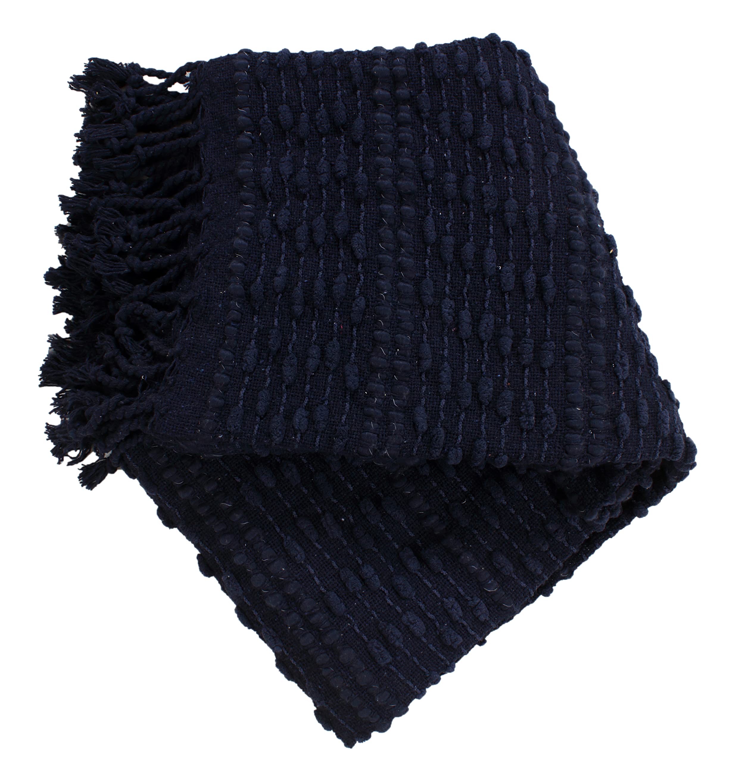 Accenthome Cotton Throw Blanket With Tufted Decorative Design | 50'X60' Cozy Chenille Knit Lightweight Boho Chic Blankets | Na