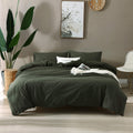 F.Y.Dreams 100% Washed Cotton Duvet Cover For Weighted Blanket 48X72 Inches With 8 Ties, Zipper On Long Side/Forrest Green/Just