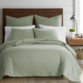 Levtex Home - Cross Stitch Desert Sage Quilt Set - 100% Cotton - King/Cal King Quilt (106X92In.) + 2 King Shams (36X20In.) - Rev